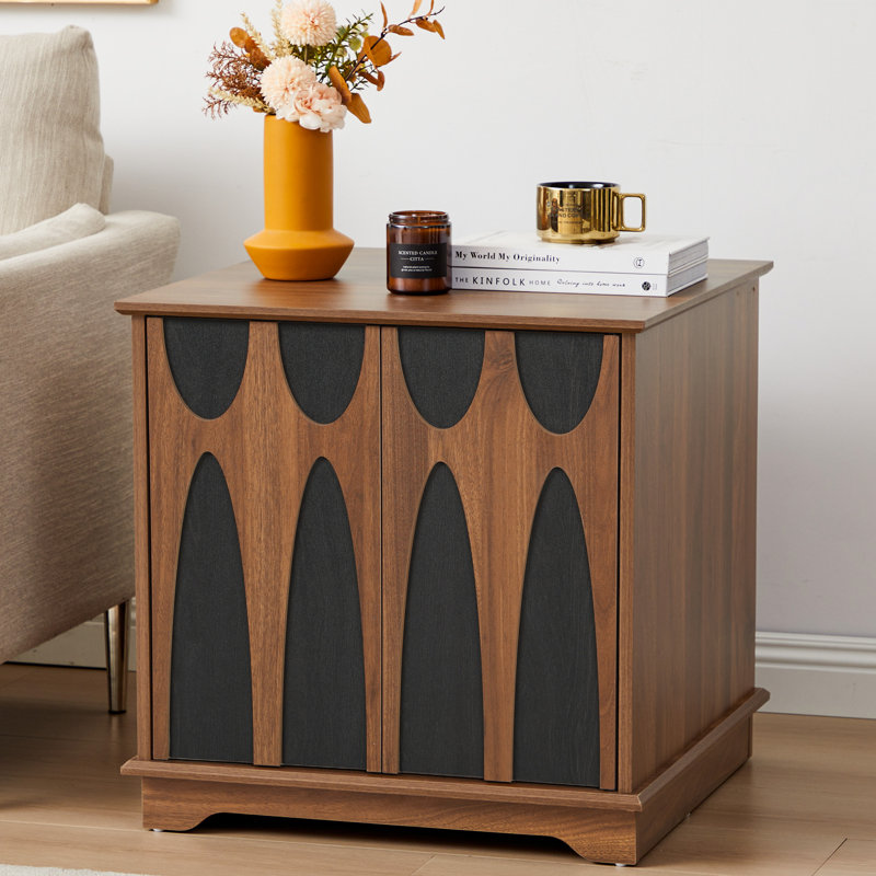 Table de bout avec rangement 23,6 po, Noir / brun