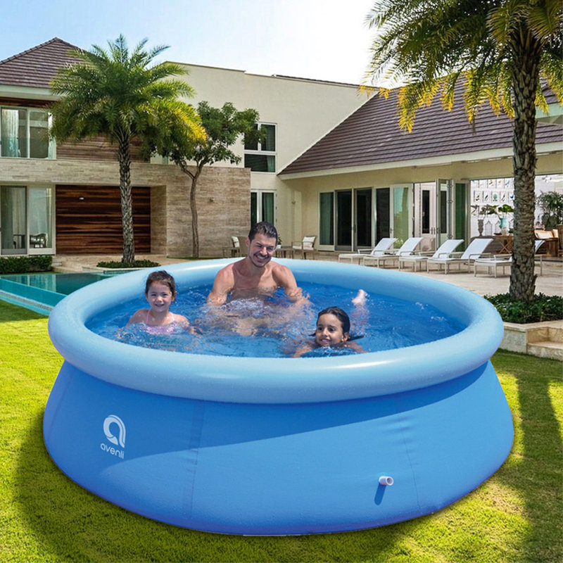 Plastic Round Inflatable Pool H x W x L, 63cm H x 240cm W x 240cm D