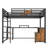Full Loft Bed With Desk And Non-Woven Fabric Drawers, Metal Loft Bed Frame