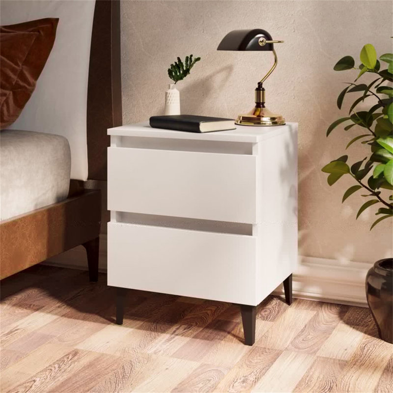 Iliany 40cm W Manufactured Wood Bedside Table, High Gloss White