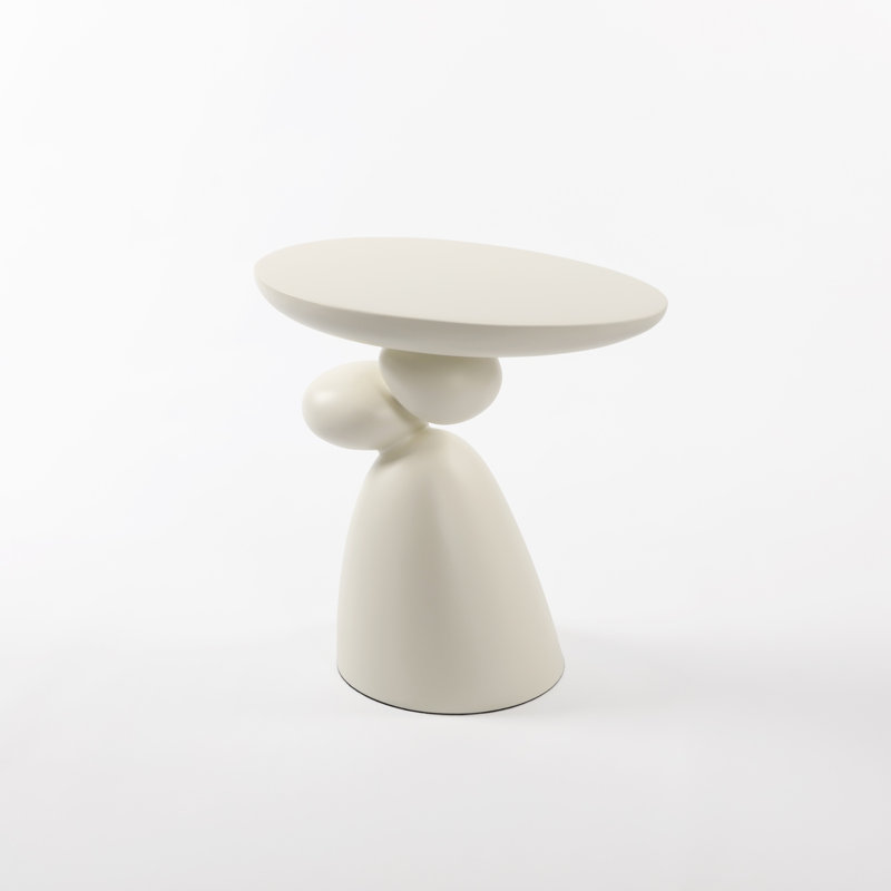 Table de bout Lucky Stone, Blanc laiteux