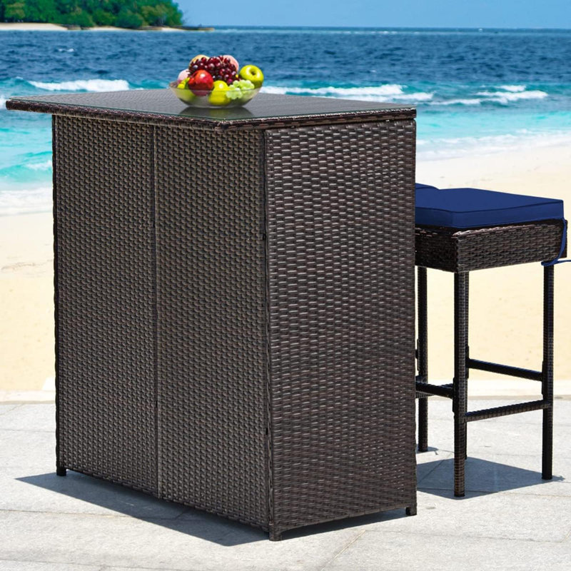 Bar Set, Navy/Blue, 41.5"H x 24"W x 40"D
