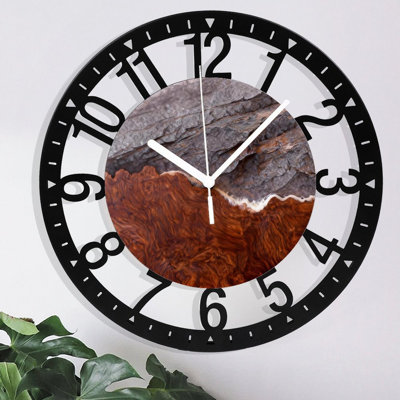 10" Round Iron Wall Clock with Silent Quartz Movement, Arabic Numerals, UV-Printed Design