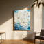 Abstrait floral blanc, 20 x 30 pouces, cadre mural en bois à l'arrière