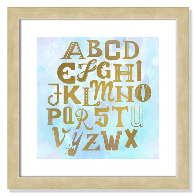 Abc Blue », impression sur papier, Encadré plat champagne, H 16 po x l 16 po x P 0,6 po