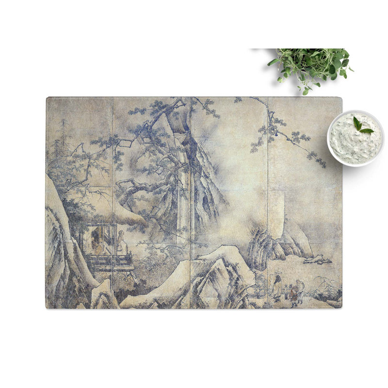 Tempered Glass Four Accomplishments Vol.1 by Kano Motonobu Chopping Board, 39 cm x 28.5 cm