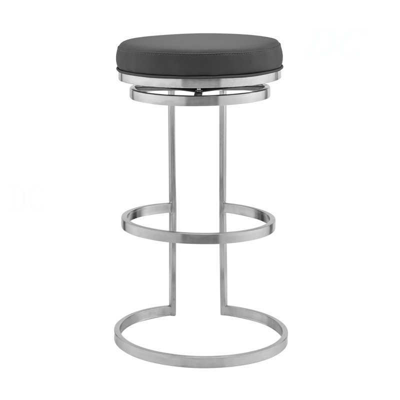 Tabouret de bar pivotant en similicuir et acier inoxydable brossé 30 po Quinix