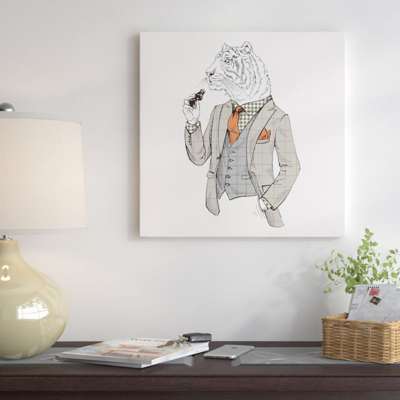 « tiger-man », impression sur toile, H 26 po x l 26 po x P 1,5 po, Toile tendue, Pas de tapis