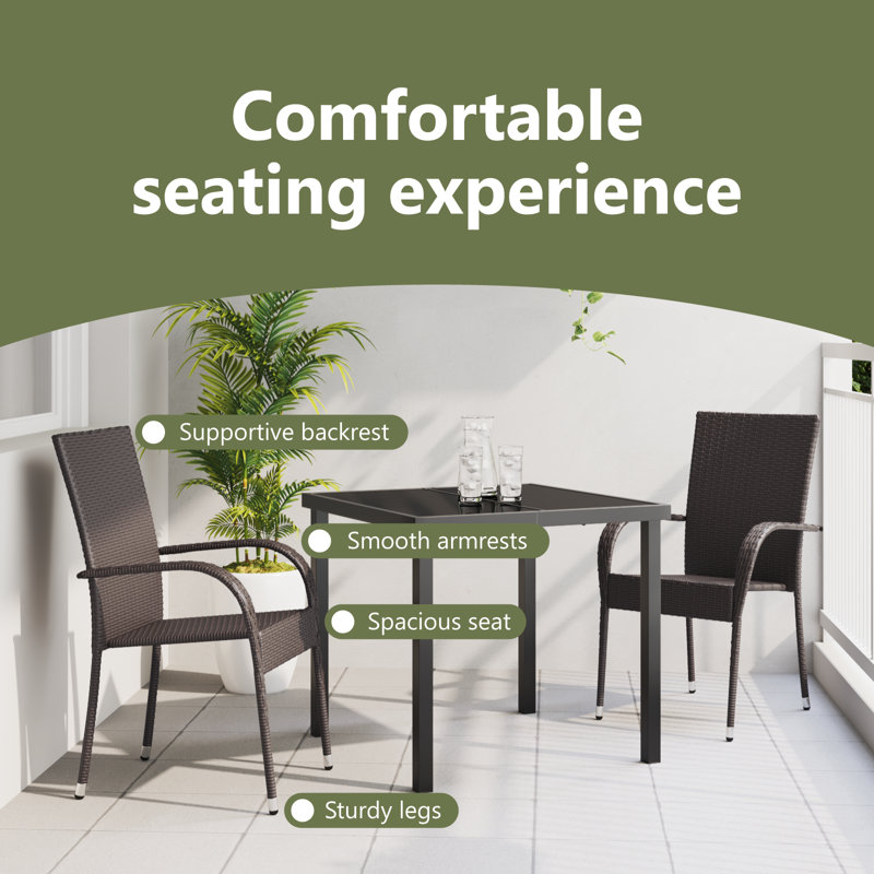 Square 3 - Piece 2 - Person 80Cm L Outdoor Dining Set