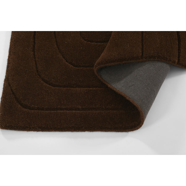 Aelin Wavy Hand Tufted Wool Brown Area Rug