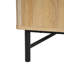Meuble télé fonctionnel à 4 portes avec 2 espaces de rangement et tablettes réglables, idéal pour l'organisation du salon, finition naturelle
