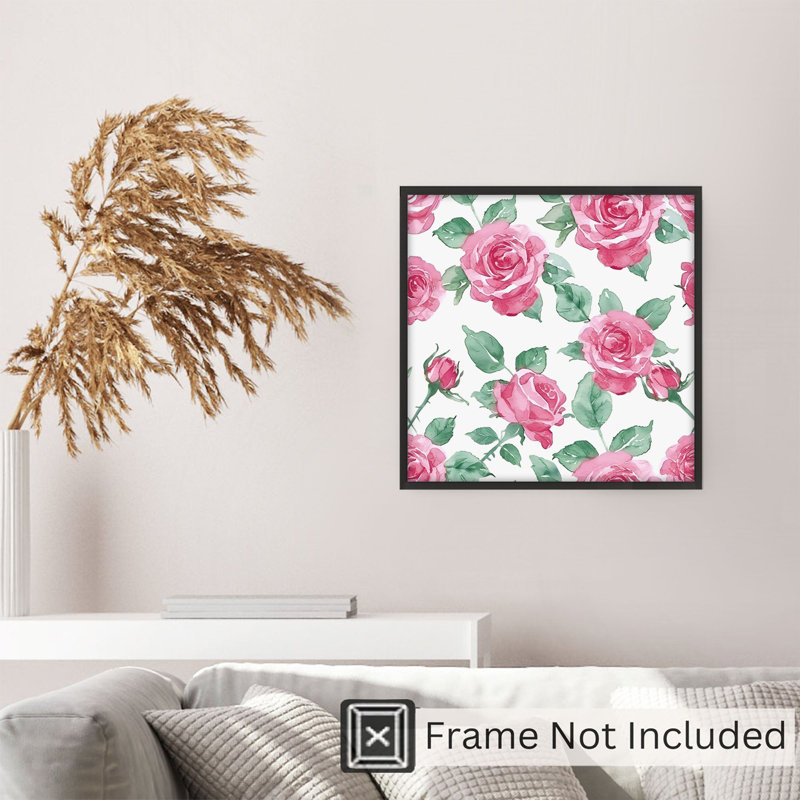 «Floral Red Roses», reproduction d'art non encadrée, H 28 po x l 28 po