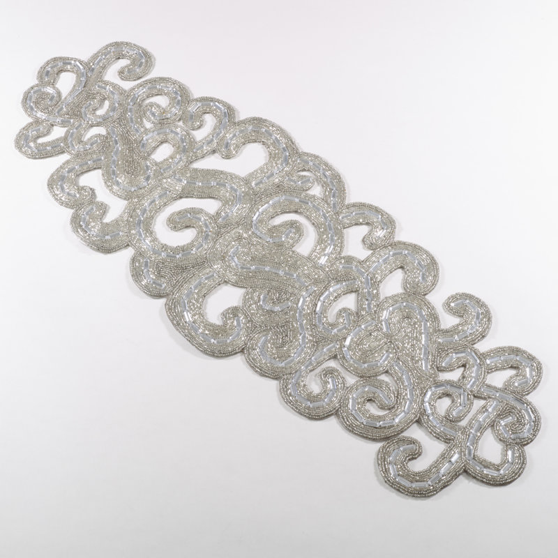 Silver Beaded Hollywood Glam Table Runner