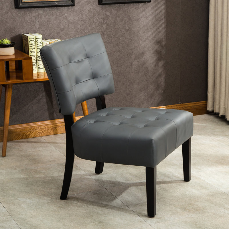 Fauteuil d'appoint capitonné avec sièges surdimensionnés, fauteuil confortable, fauteuil rembourré, Faux cuir gris