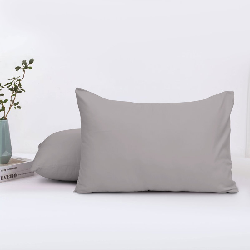 Set of 2 Plain Color Microfiber Pillowcases - Super Soft, Breathable & Easy Care Pillow Covers, Grey