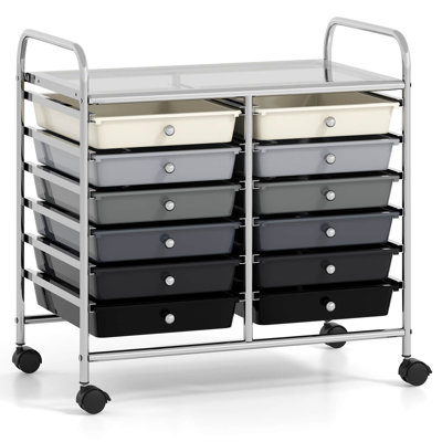12 Drawers Rolling Cart Storage Scrapbook Paper Studio Organizer Bins