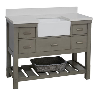 Ensemble de meuble-lavabo simple 48 po avec comptoir gris vieilli Zasha