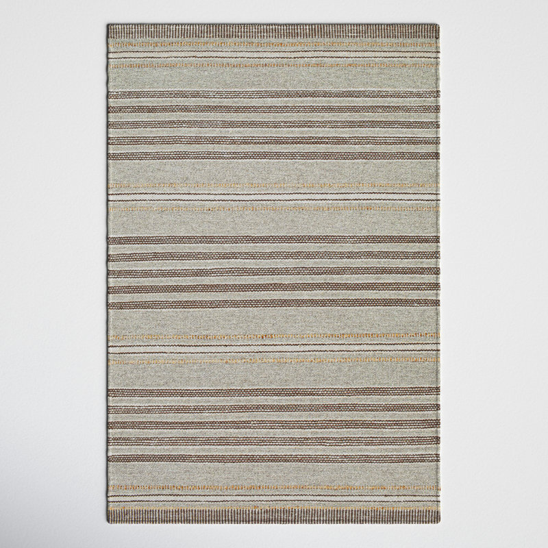 Portia Striped Flatweave Taupe/Gray Area Rug, Rectangle 5' x 7'6"