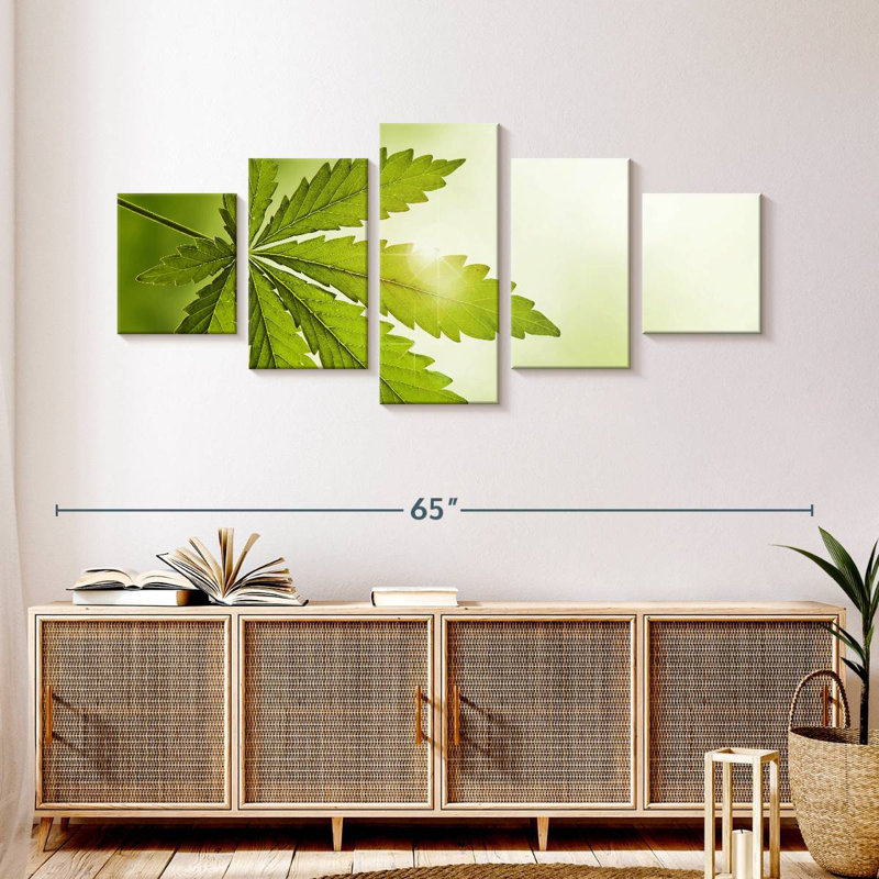 Marijuana Leaf Sunrise, 24" H x 55" W