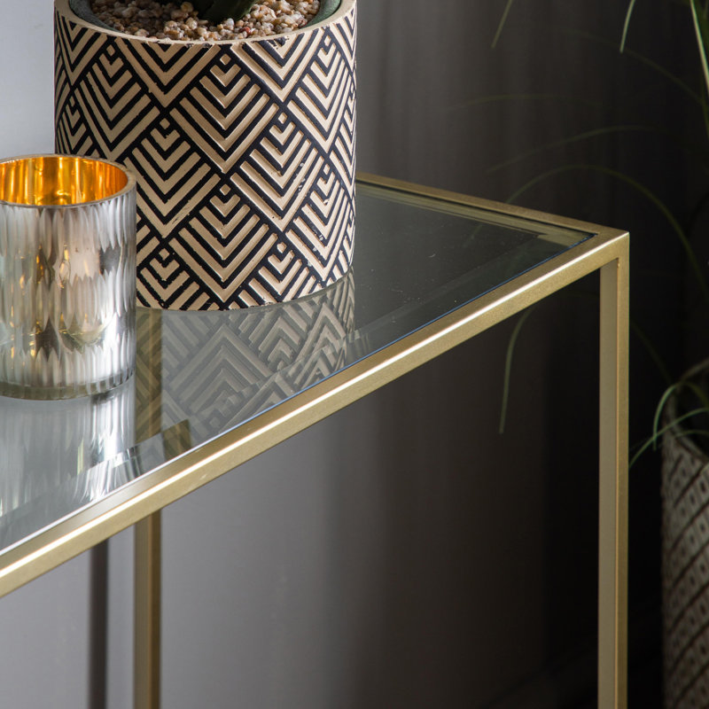 Carmo 110cm Glass Top Console Table, Champagne