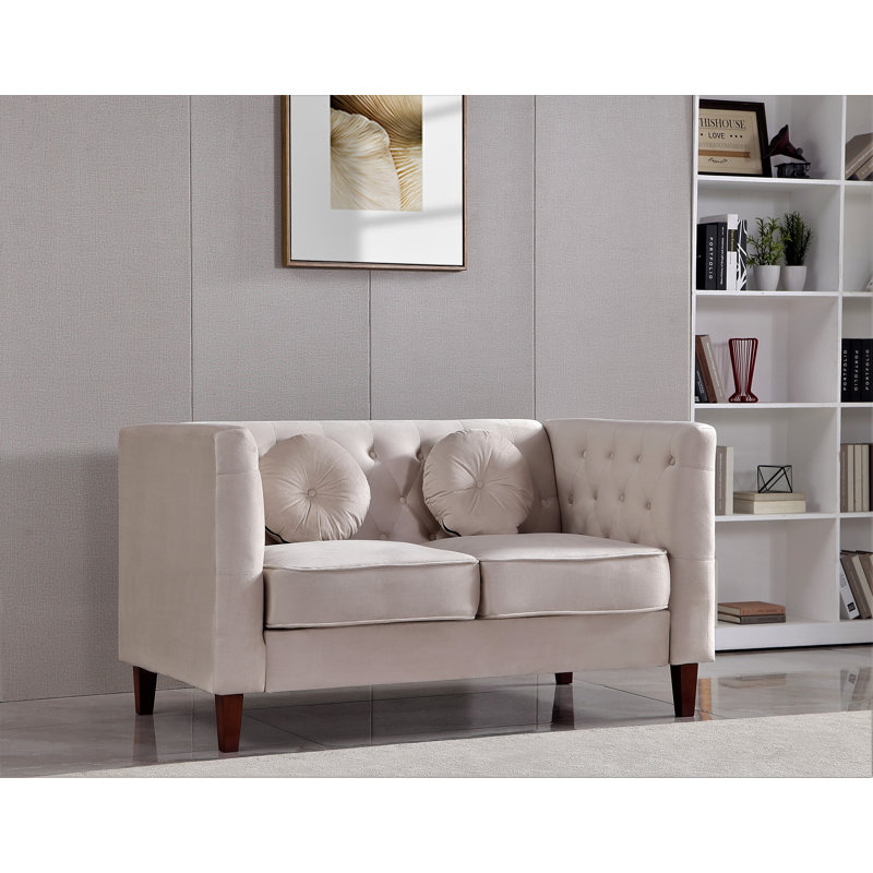 Doraine 59'' Velvet Loveseat, Beige Velvet