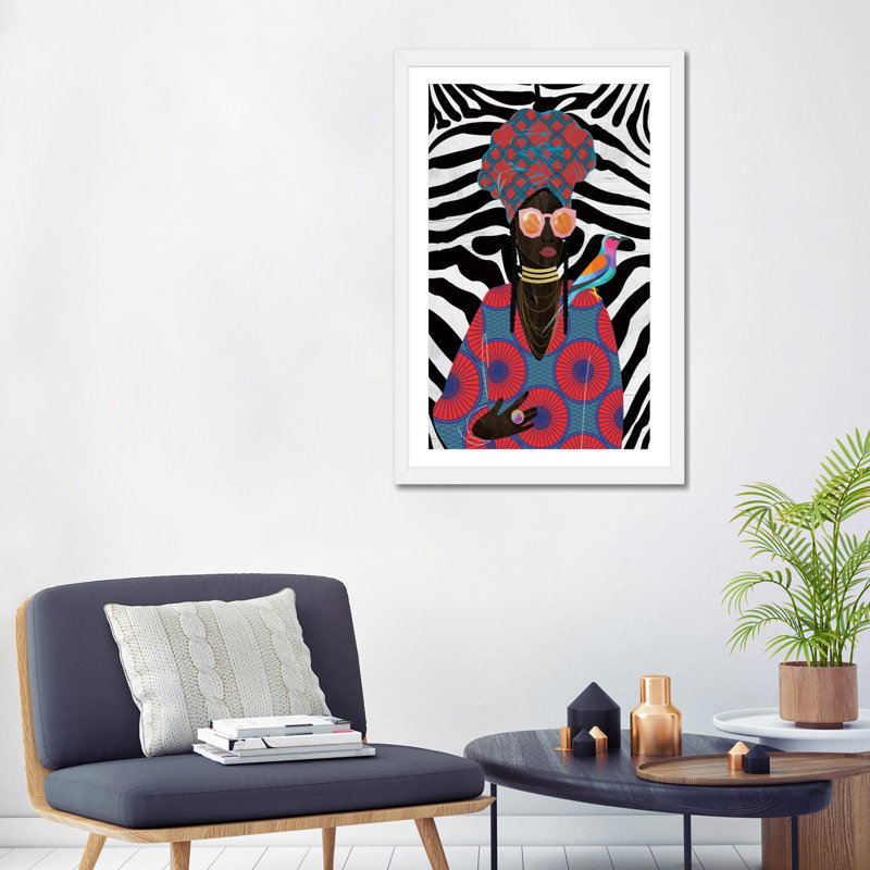 «Modern Turban Queen II» par Nikki Chu - reproduction, Cadre blanc, H 32 po x l 24 po x P 1 po