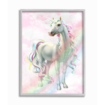 " Unicorn Rainbow Clouds Pink Children's Dream Fantasy "