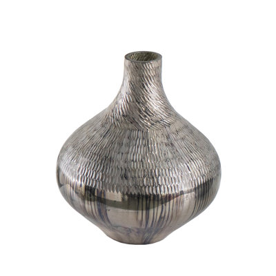 D9x10" Glass Silver Vase