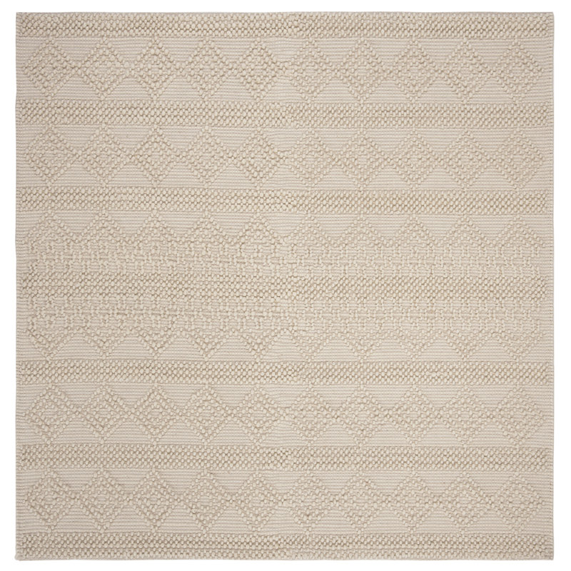Natura Handwoven Wool/Cotton Beige Area Rug, Square 9'