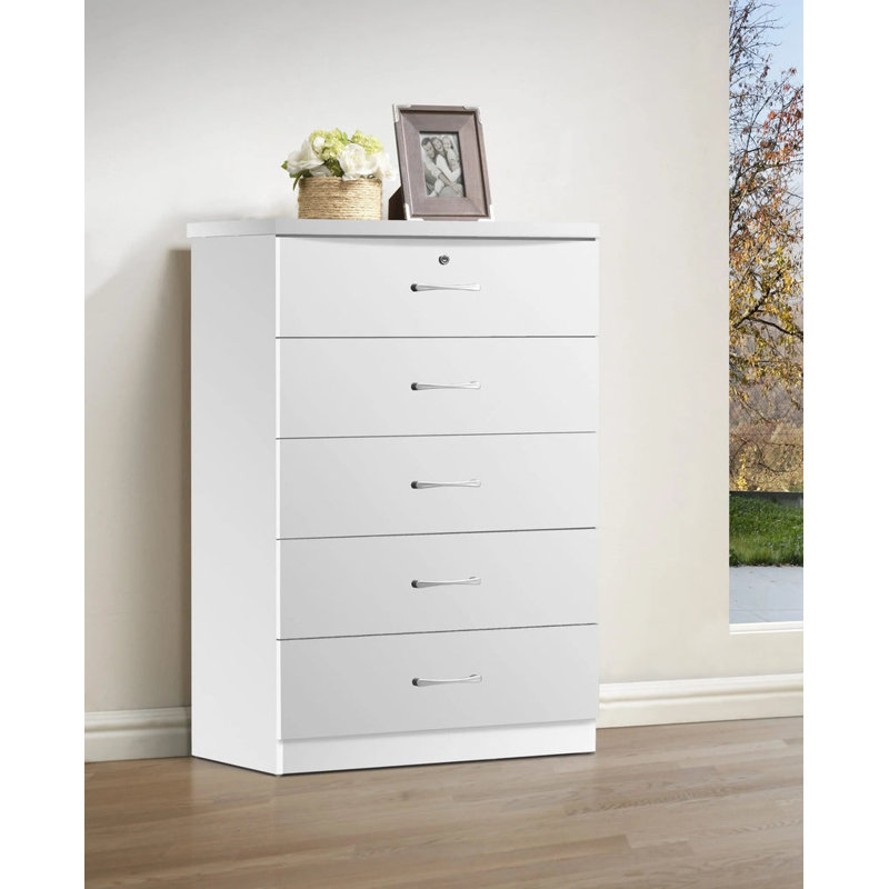 Commode 5 tiroirs Conkle, Blanc