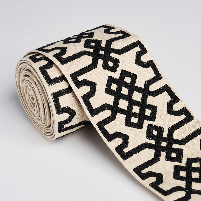 Knotted Trellis Tape , Black/Unbleached