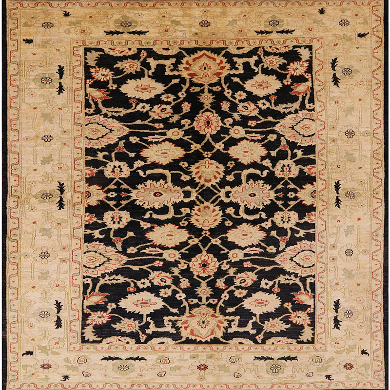 Tapis oriental beige / noir Effron, Carré 3 pi