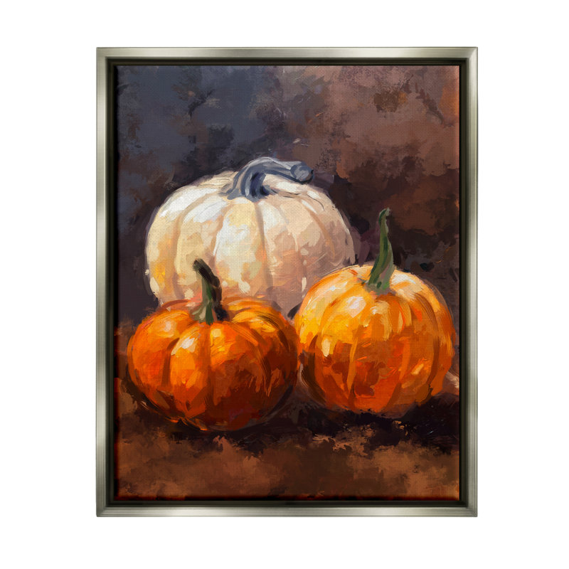 Ba-826-Floater Pumpkin Still Life, reproduction d'art sur toile, H 31 po x l 25 po x P 1,7 po, Gris