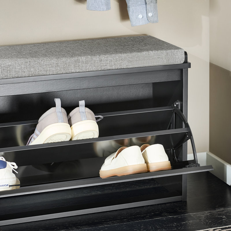 Boehm Polyester Upholstered Storage Bench, Black
