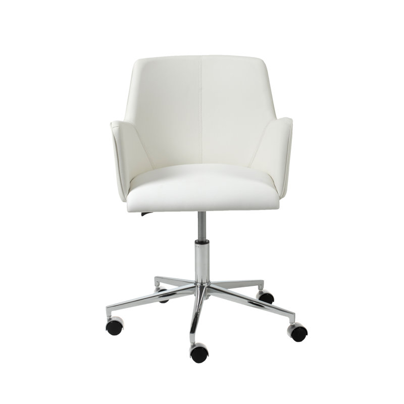 Chaise de bureau Azure, Simili cuir blanc