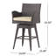 Tabouret de bar pivotant moderne en osier brun avec pieds fuselés, 1 pièce