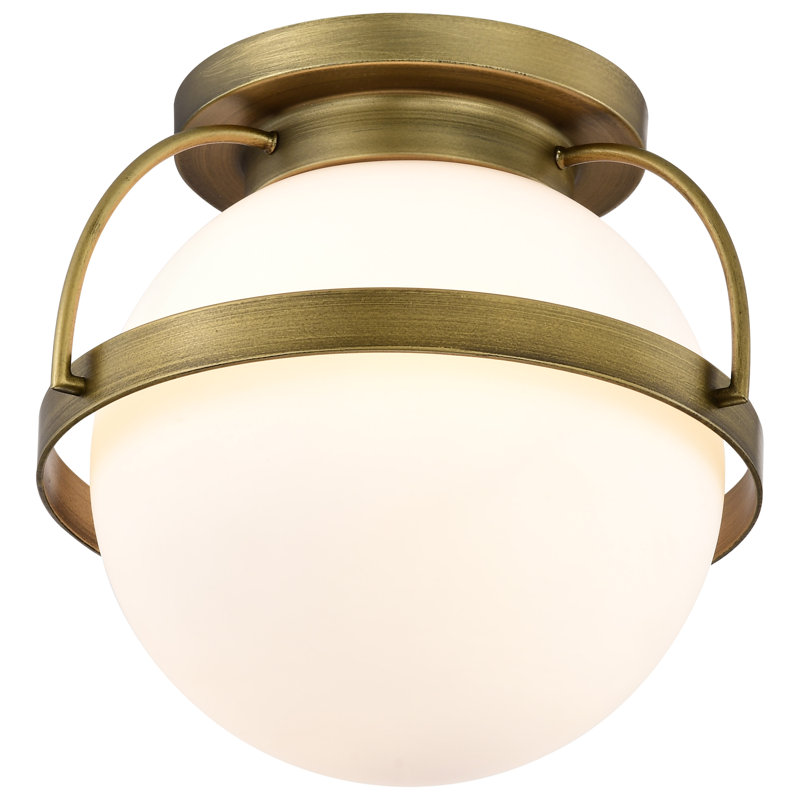 Plafonnier encastré en verre Orleans, H 11,88 po x l 13 po x P 13 po, Laiton naturel