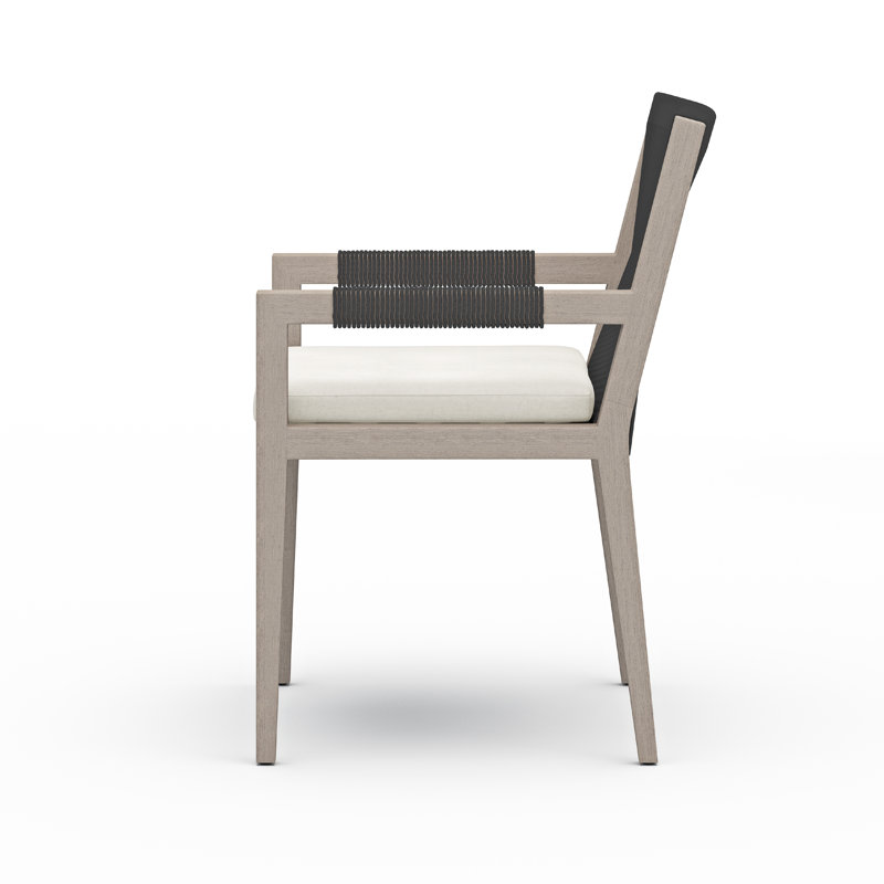 Sherwood Outdoor Dining Armchair, Weathered Gray, Faye Sand