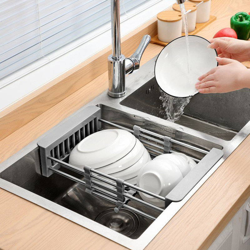 Panier de drainage rétractable en acier inoxydable Panier de cuisine polyvalent