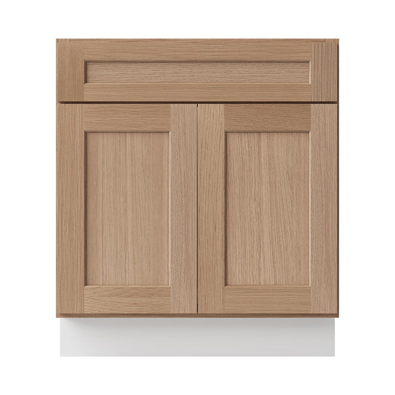 Armoire de cuisine à base d'évier en bois de chêne massif avec portes à fermeture en douceur de style Shaker de l 30 po x H 34,5 po x P 24 po Sinber