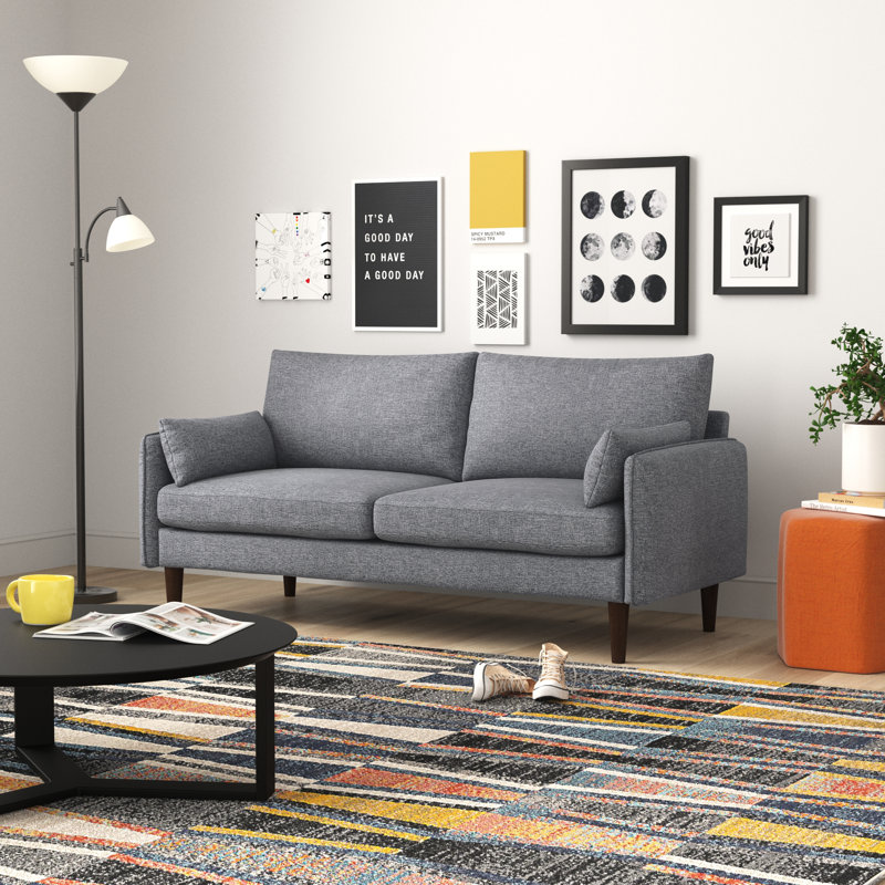 Jacobjames Upholstered 71'' Sofa, Dark Gray Polyester