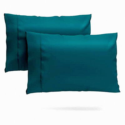 Rayon From BambooLux Cooling Pillowcase Set - Silky Soft Rayon Derived From Bamboo - Breathable Envelope Closure Cover - Luxury 2-Piece Standard/Queen Case