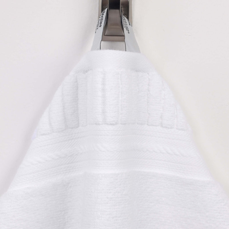 Ensemble de serviettes en coton doux à densité moyenne Venice Zero Twist, White, 3 Piece Towel Set