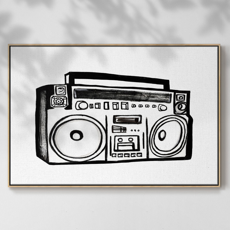 Toile tendue avec châssis Boombox, H 25 po x l 37 po x P 2 po, Bois naturel