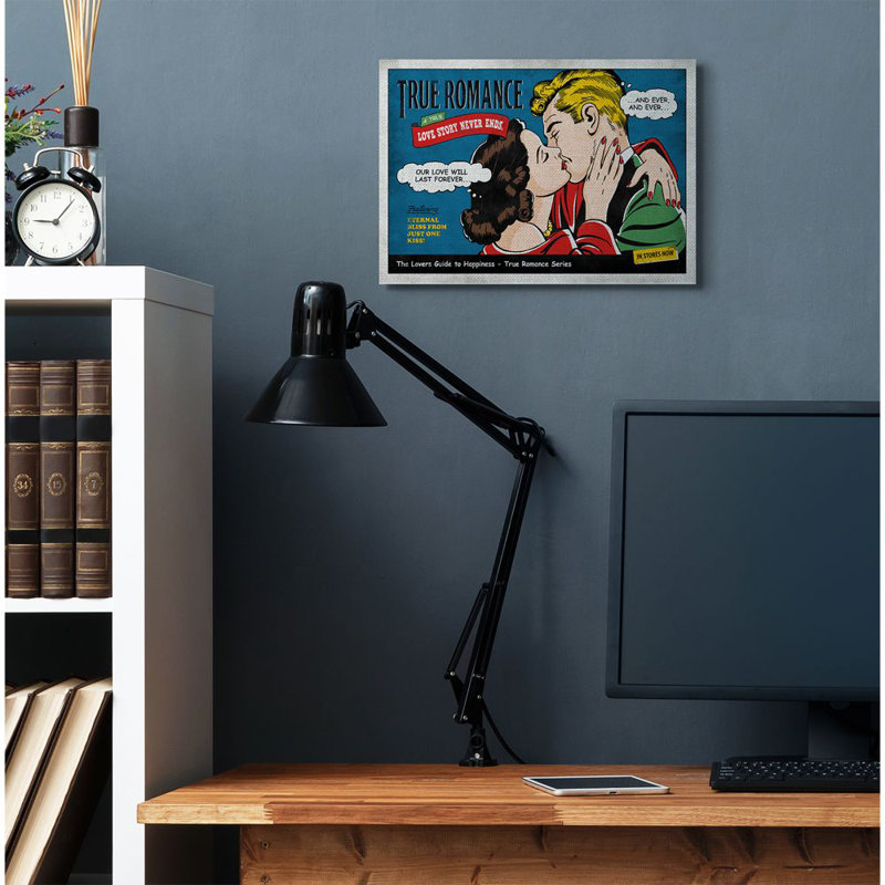 «True Romance Vintage Comic Book Design» par Ester Kay, impression sur toile, Toile tendue, H 16 po x l 20 po x P 1,5 po