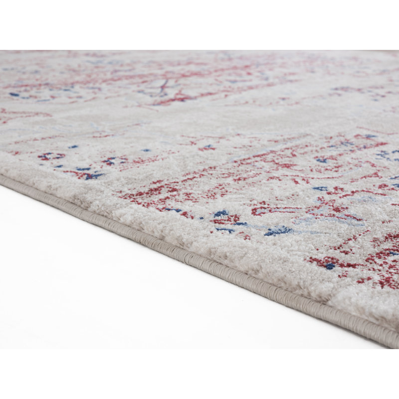 Tapis oriental crème / rouge Leeya, Rectangle 5 pi x 7 pi