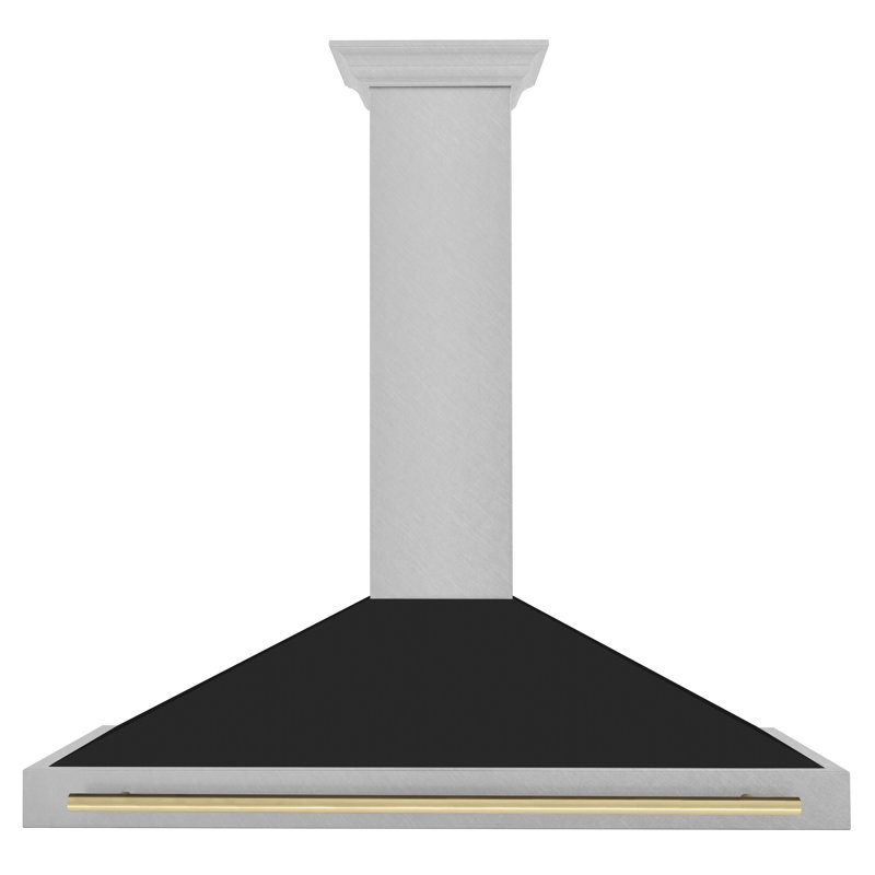ZLINE 48" Fingerprint Resistant Stainless Steel Range Hood with Stainless Steel Handle, Gold