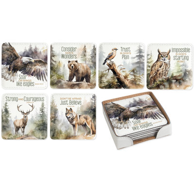 Ensemble de sous-verres en cuir 4 pièces avec support
