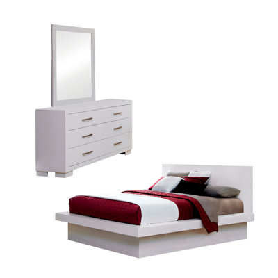 Ensemble de chambre à coucher 3 pièces avec commode et miroir Kelemen