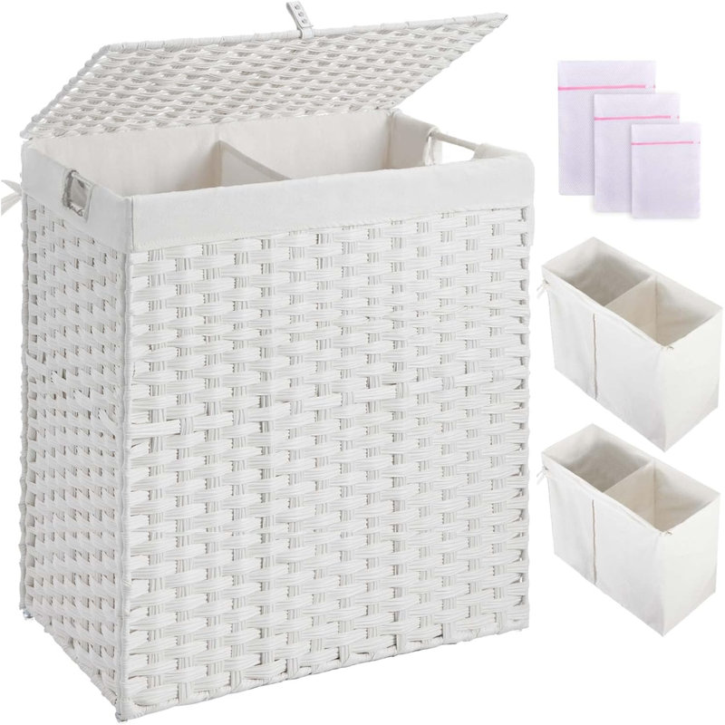 Panier à linge avec couvercle, aucune installation requise, paniers à linge en osier 110L pliables